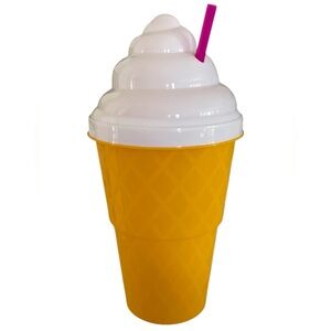 VANILLA ICE CREAM CUP TUMBLER WITH LID & STRAW